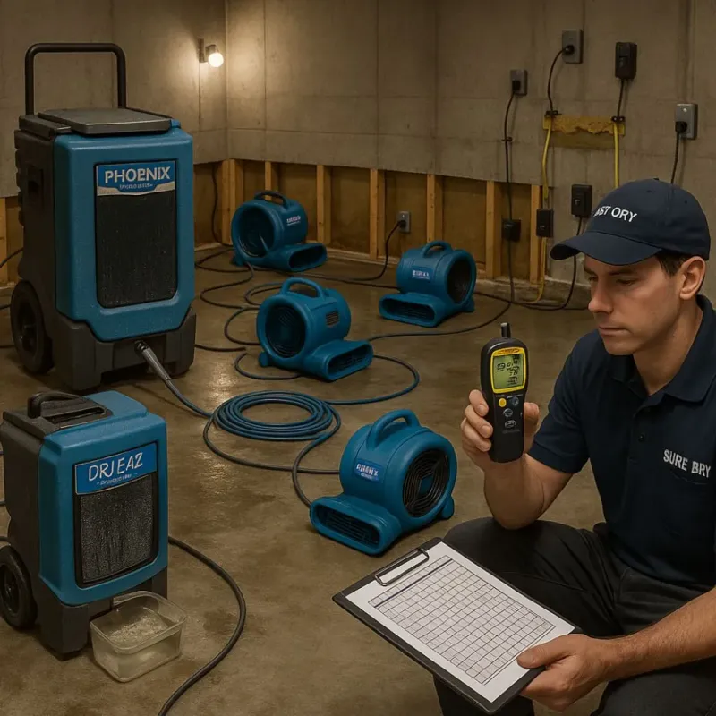 Structural Drying and Dehumidification process in Clarendon Hills, IL
